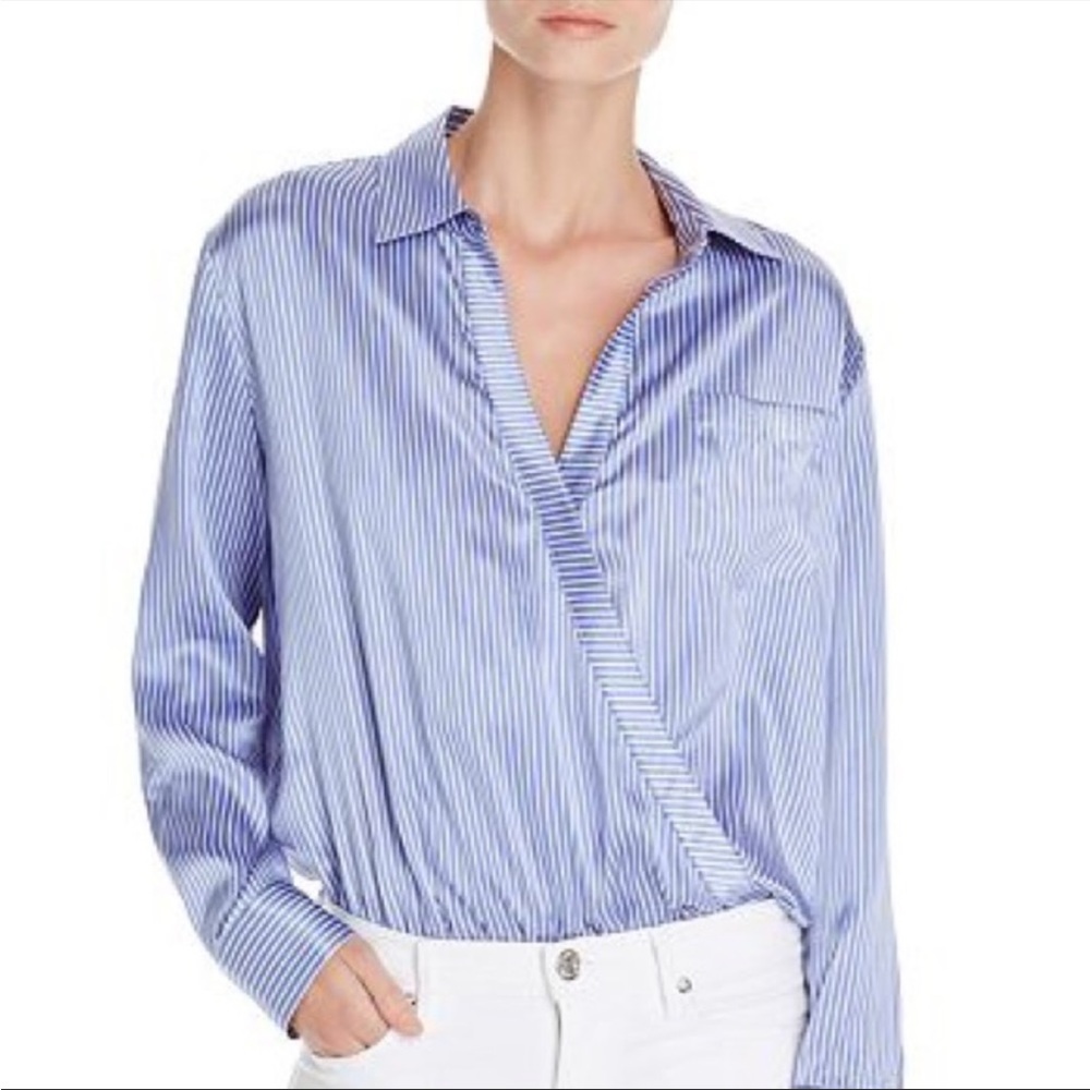 T by Alexander Wang pinstriped silk bodysuit
